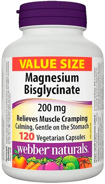 Magnesium Bisglycinate, 200 mg, 120 capsule, Webber Naturals