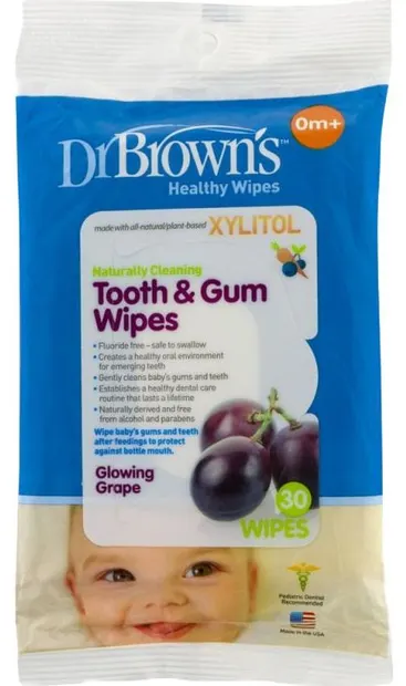 Șervețele umede pentru dinti si gingii Dr. Brown's, 30 buc.