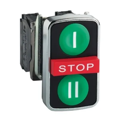 Buton cu Cap Triplu Verde Incastrat/Rosu Aparent/Verde Incastrat Ø22 1Nd+1Ni+1Nd