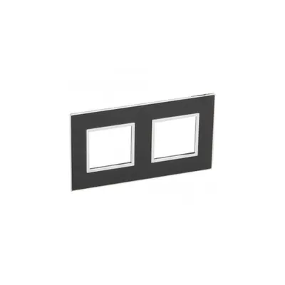 Placa Arteor - French/German standard - patrat - 2 x 2 module - mirror negru