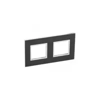 Placa Arteor - French/German standard - patrat - 2 x 2 module - mirror negru
