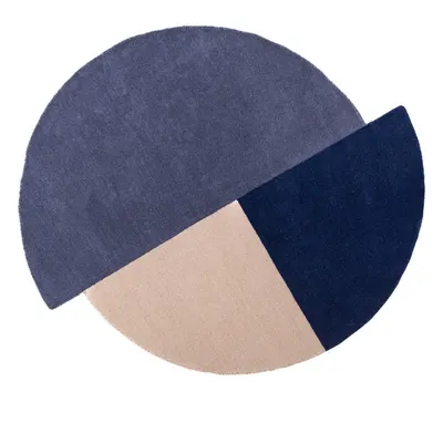 Covor albastru țesut manual, rotund, din lână ø 150 cm Mia Segment – Flair Rugs