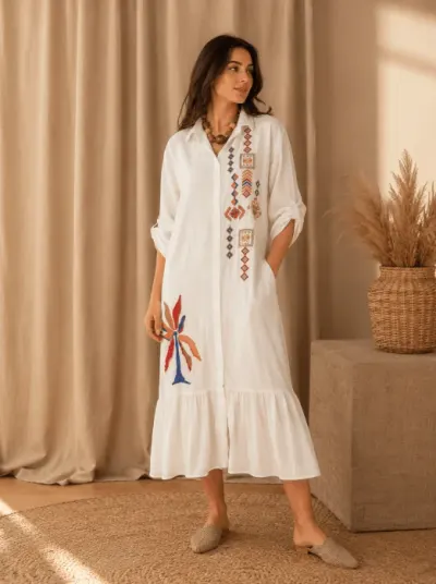 Rochie de dama cu broderie de vara 2