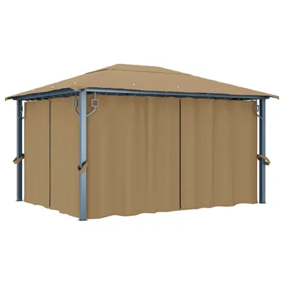 Gossi pavilion cu perdele, gri taupe, 400 x 300 cm, aluminiu