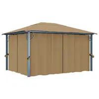 Gossi pavilion cu perdele, gri taupe, 400 x 300 cm, aluminiu