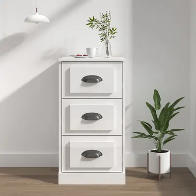 Gossi servanta, alb extralucios, 36x35,5x67,5 cm, lemn prelucrat