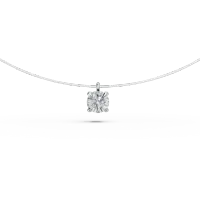 Lant fir transparent cu pandantiv din aur alb si diamant solitaire de 0.2ct