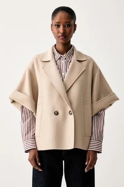Weekend Max Mara palton scurt pentru femei din lână WKDNEO