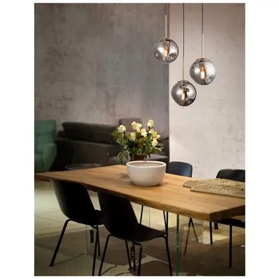 Lampa suspendata SPADA Auriu Metal & Crom Sticla Negru PVC Wire LED E27 3x12 Wat 230 Volt IP20 Fara bec
