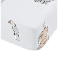 Cearceaf pentru copii alb din bumbac pentru pătuț cu elastic 70x140 cm Zoo Animals – Bianca