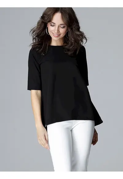 Bluza dama - neagra - poliester si viscoza - croiala lejera