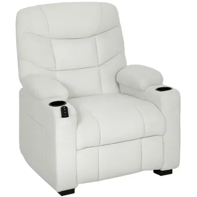 HOMCOM Fotoliu Relax Electric Reclinabil 150° cu Suport pentru Picioare, Funcție Memorie, Telecomandă, din Catifea, Crem | Aosom Romania