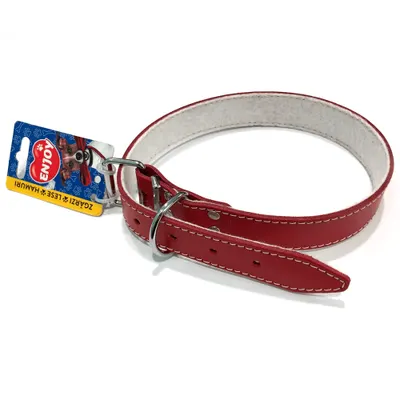 Zgarda din piele, rosie, rezistenta, 30 mm x 640 mm
