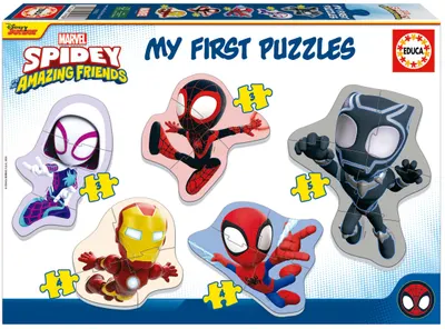 Puzzle pentru bebeluși Educa 5 în 1 - Spidey și prietenii săi minunați
