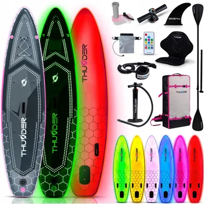 Placă SUP iluminată LED THUNDER 320 cm gonflabilă set caiac RGB