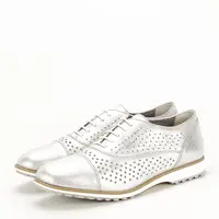 Pantofi oxford din piele naturala argintiu Magda 01