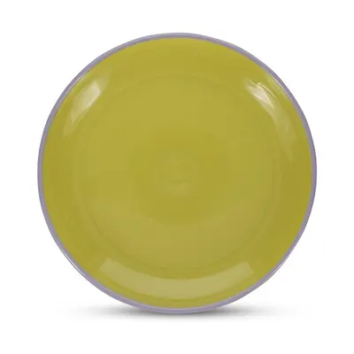 Farfurie verde/mov pentru desert din gresie ø 18 cm Duo – ONA