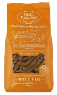 Penne rigate integrale organice cu Omega-3, 500 g, Pasta Toscana
