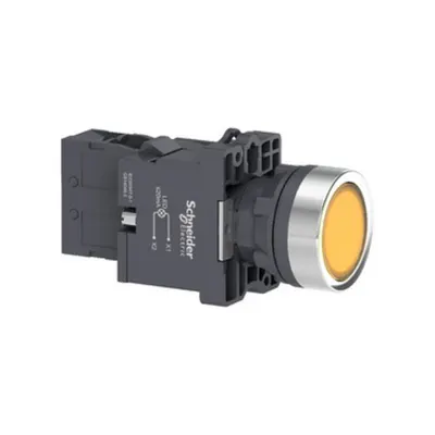 Buton iluminat 220 V AC. galben ,1NO