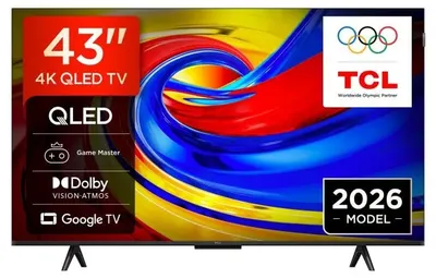 Televizor smart TCL - 43P7L, 43'', 4K Ultra HD, Premium QLED, ONKYO 2.0 Hi-Fi System, Google TV, negru