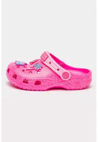 Saboti cu imprimeu cu model tematic Barbie - Roz neon/Argintiu