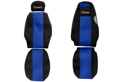Set huse scaun textil camion compatibile cu SERIA 4 cu tetiere diferite, Albastru