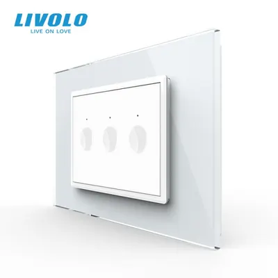 Intrerupator triplu tactil, standard italian, cu rama sticla, 3M Alb