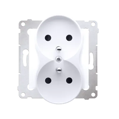 Priza dubla cu impamandare si obturator pentru NATURE FRAMES , 16A, 250V ~, cu suruburi; alb
