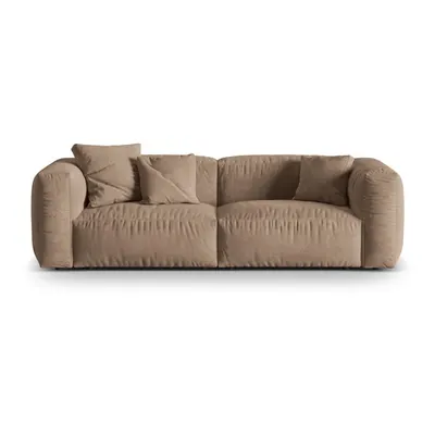 Canapea modulară maro deschis cu tapițerie din catifea 240 cm Martina – Micadoni