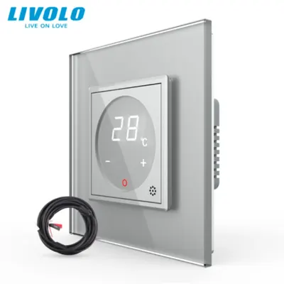Termostat cu fir pentru incalzire in pardoseala, afisaj electronic, cu touch-screen Gri