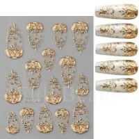 Abtibilduri unghii 3D Marquise, STICKER103, Auriu