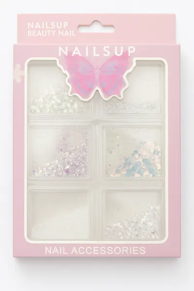 Set 6 Nail Art Nailsup Glitter & Foil Mix