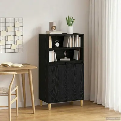vidaXL Bufet Stejar Negru 60 x 36 x 110 cm Lemn prelucrat
