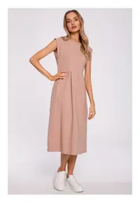 Rochie midi cu maneci impodobite - mocha - Maro deschis