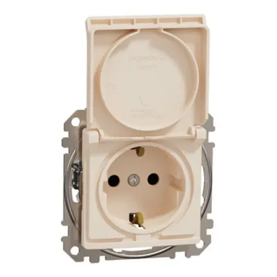 Sedna Design, Priza 2P+E cu obturatoare si capac, bej