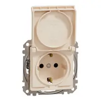 Sedna Design, Priza 2P+E cu obturatoare si capac, bej