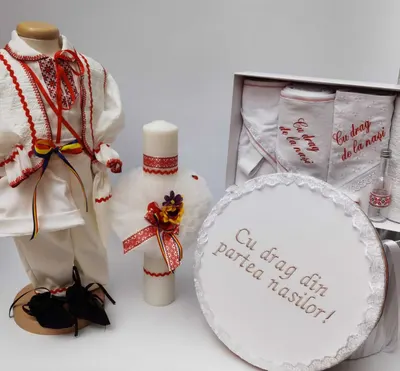 Set Botez Traditional Raul 18 - 4 piese costumas, trusou, lumanare si cufar