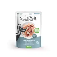 Hrana umeda pentru pisici Schesir plic Ton si Merluciu in jeleu 70g