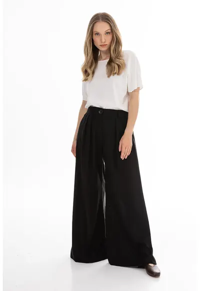 Pantaloni dama - A772 - bumbac si in - negru