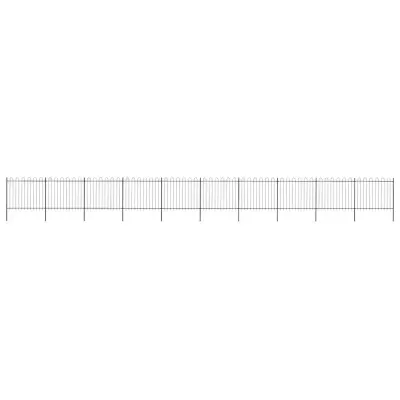 vidaXL Gard de grădină cu vârf circular din oțel 1673x150 cm, negru