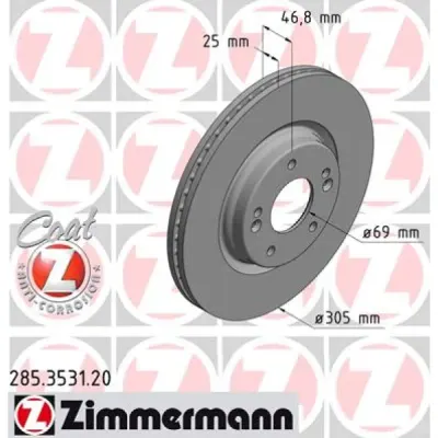 Disc frana ZIMMERMANN 285.3531.20