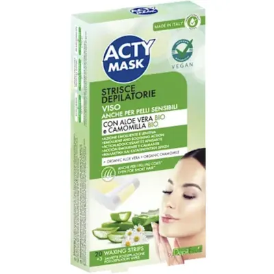 Benzi Depilatoare pentru Fata cu Aloe si Musetel, Acty Mask, 20 Bucati