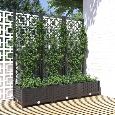 vidaXL Jardinieră de grădină cu spalier, neagră, 120x40x121,5 cm, PP