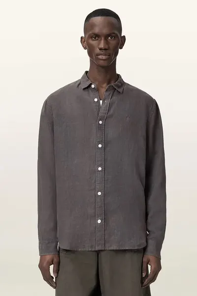 AllSaints cămașă pentru bărbați, din in LOOM