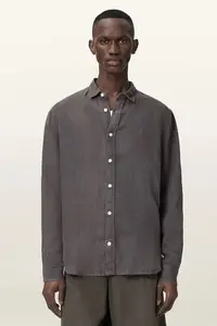 AllSaints cămașă pentru bărbați, din in LOOM