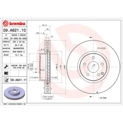 Disc frana BREMBO 09.A621.11
