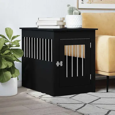 vidaXL Ladă pentru câini, negru, 55x80x68 cm, lemn compozit