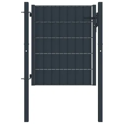 vidaXL Poartă de gard din PVC și oțel 100x100 cm antracit