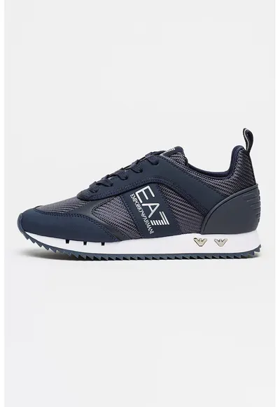 Pantofi sport low-cut cu logo - Alb optic/Bleumarin