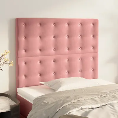 vidaXL Tăblie de pat roz 80x5x118/128 cm catifea